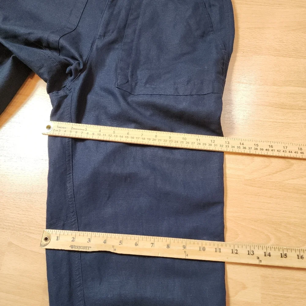 Banana Republic Linen Cotton Mya‎ Cargo Utility Pants Navy Blue Size 12